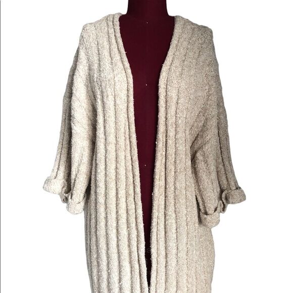 By Together open cardigan cream beige cotton loungewear slouchy - Picture 1 of 9